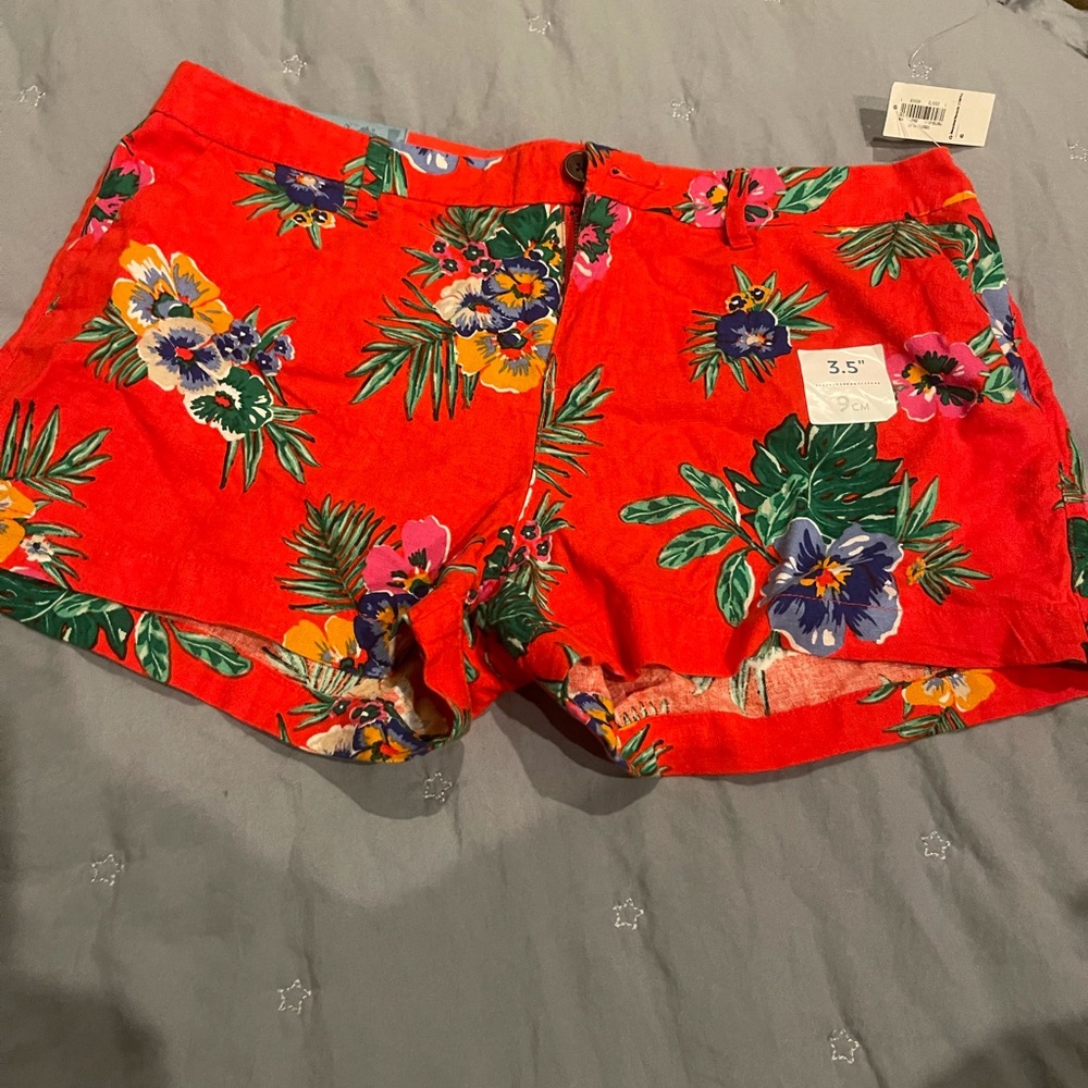 Floral linen shorts